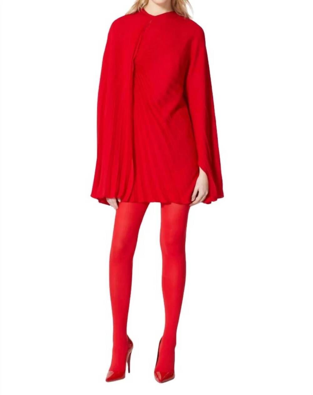 NEW VALENTINO polyamide sheer tights in red